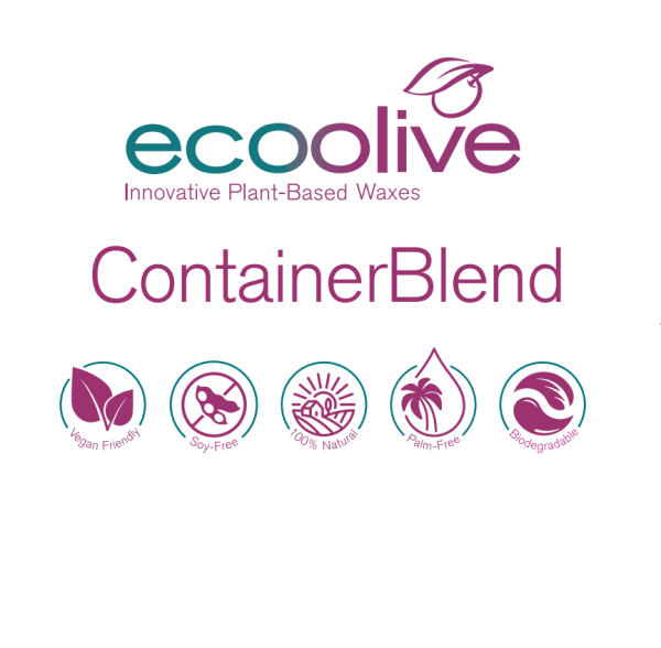 Olivenwachs, EcoOlive Container, Pastillen 1kg für Kerzen in Gläsern & Container