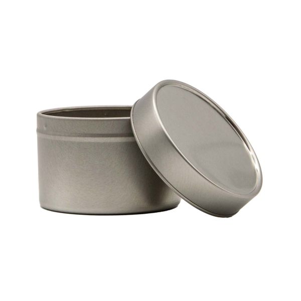 Candle container - 100ml - silver - Round seamless jar and lid without window