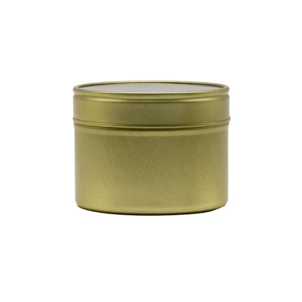 Candle container - 100ml - gold - Round seamless jar and lid with window