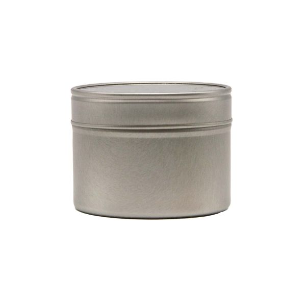 Candle container - 100ml - silver - Round seamless jar and lid with window